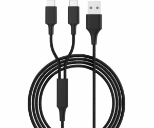 Smrter USB kabel USB-A – 2x USB-C 1,2 m černý (SMRTER_HYD...