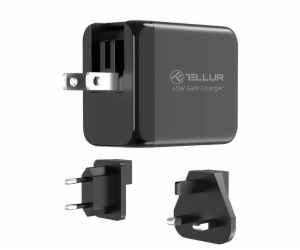 Tellur GaN 65W 3-port wall charger, 2xUSB-C + USB-A, EU,U...