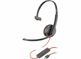 Náhlavní souprava POLY Blackwire C3210 Kabelová sluchátka Hovory/Hudba USB Type-C Černá Červená