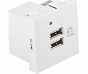 LANBERG AC 45x45 socket 230V 5V 2xUSB 2.1A white