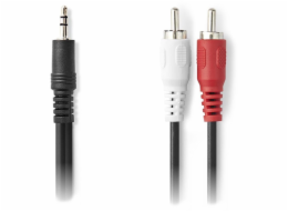 NEDIS redukční stereo audio kabel s jackem/ zástrčka 3,5 mm - 2x zástrčka RCA/ černý/ bulk/ 2m