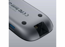 AUKEY CB-C71 aluminiowy HUB USB-C | 8w1 | RJ45 Ethernet 10/100/1000Mbps | 3xUSB 3.1 | HDMI 4k@30Hz | SD i microSD | USB-C Power Delivery 100W