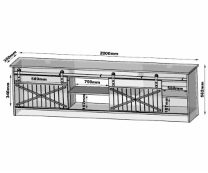 Skříň RTV GRALERO 200x56,7x35 bílá/lesklá bílá