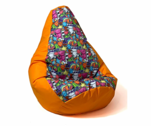 Sako taška pouffe hruška potisk oranžovo-víla 2 L 105 x 8...