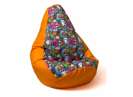 Sako taška pouffe hruška potisk oranžovo-víla 2 L 105 x 80 cm