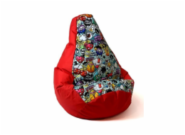 Sako bag pouffe Potisk hrušky červená-graffiti XL 130 x 90 cm