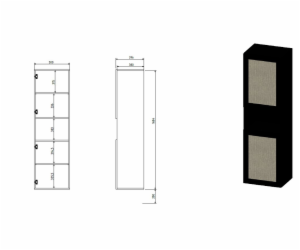 Skříň JUTA 50x39,5x190 černá + linol calabria