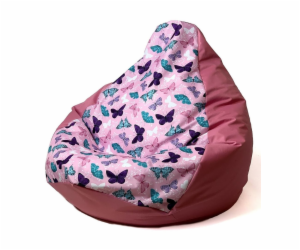 Sako bag pouffe Potisk hrušek tmavě růžový-motýl XXL 140 ...