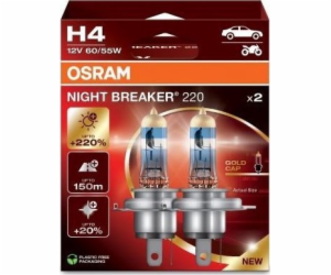 OSRAM NIGHT BREAKER 220 H4 AUTO HALOGENOVÁ ŽÁROVKA 2 kusů