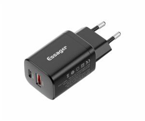 Essager PD+QC USB-C+USB-A 30W EU nabíječka (černá)