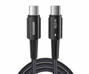 Essager kabel USB-C na USB-C 60W 2m (černý)