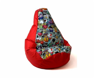 Sako bag pouffe Potisk hrušky červená-graffiti L 105 x 80 cm