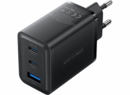 Wall charger, Vention, FERB0-EU,  2xUSB-C, USB- A, 65W/65W/30W, GaN (black)