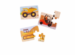 Bigjigs Toys Puzzle 3v1 Stavební stroje