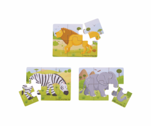 Bigjigs Toys Puzzle 3v1 safari zvířátka