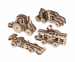 Ugears 3D dřevěné mechanické puzzle 4 mechanické přívěšky...