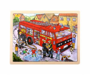 Bigjigs Toys Dřevěné puzzle hasiči 24 dílků