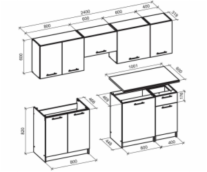 Sestava kuchyňského nábytku Domoletti Daria 240, 2,40m