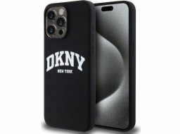 DKNY  tekuté silikonové bílé tištěné logo MagSafe - iPhone 15 Pro Max Case (černé)