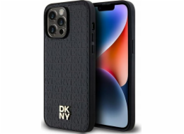 DKNY  DKHMP13LPSHRPSK iPhone 13 Pro / 13 6.1 černo/černé pevné pouzdro Kožený vzor Kovové logo MagSafe