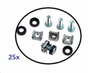 Montážní sada M6 do rozvaděčů - 25ks (100x šroubek + 100x...