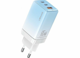 USAMS Charger Lod. síť. 2xUSB-C+1xUSB 65W (pouze hlava) GaN PD3.0 +QC3.0 Rychlé nabíjení modrá/gradientní modrá Sandru Series CC180TC04 (US-CC180)