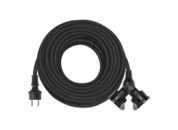 Venkovní prodlužovací kabel 20m / 2 zásuvky / černý / guma / 230 V / 1,5mm2