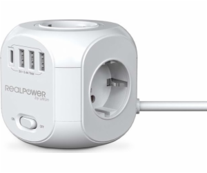 Realpower  Steckdosenwürfel PowerBox 431 + 3xUSB-A / 1xUSB-C