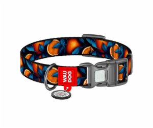 Waudog "Oranges" nylon dog collar with QR code, size M