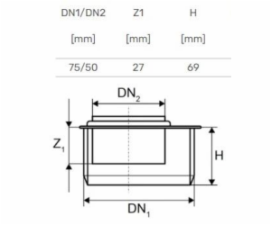 Vnitřní kanalizace krátký přechod HTplus, O 50 / 75 mm