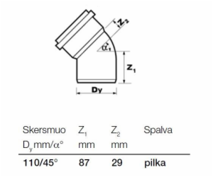 Vnitřní drenážní koleno Wavin, O 110 mm, 45°