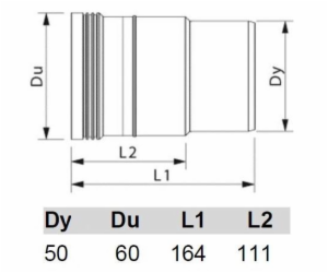 Vyrovnávací spojka pro vnitřní odpadní vodu Wavin, O 50 mm