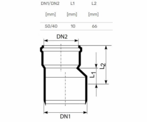 Vnitřní kanalizační přechod HTplus, O 40 / 50 mm