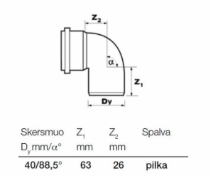 Vnitřní drenážní koleno Wavin, O 40 mm, 88,5°