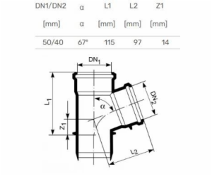 T-kus pro vnitřní kanalizaci HTplus, O 40 / 50 mm, 67°