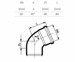 Vnitřní kanalizační koleno HTplus, O 50 mm, 87°