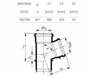 T-kus pro vnitřní kanalizaci HTplus, O 110 / 110 mm, 87°