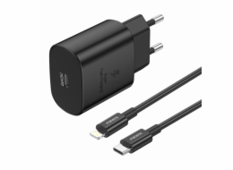 Foneng EU51 USB-C 25W mains charger + USB-C - Lightning cable (black)