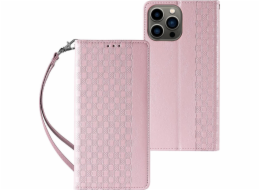 Hurtel Magnet Strap Case iPhone 14 Pro Case Flip Cover Wallet Mini Lanyard Stand Pink