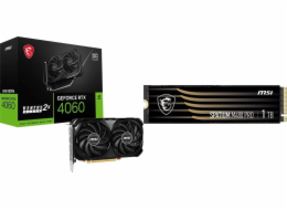 Grafická karta MSI GeForce RTX 4060 VENTUS 2X BLACK 8G OC + Spatium M480 Pro 1TB M.2 2280 PCI-E x4 Gen4 NVMe