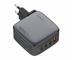 LDNIO Q408 100W USB-A + 3x USB-C mains charger (black)