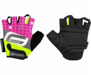 FORCE SQUARE KID, fluo-růžové rukavice vel.S