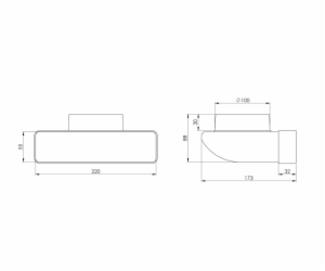 Větrací koleno EUROPLAST KLD25 220 x 55mm D100 90°