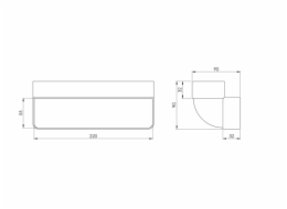 Větrací koleno EUROPLAST KLV25-90, 220 x 55 mm, 90°