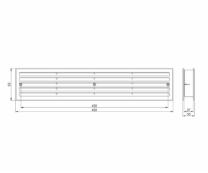 Dveřní větrací mřížka EUROPLAST VR459B, 450 x 92 mm