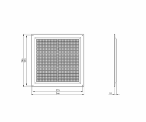 Větrací mřížka EUROPLAST VR2525B, 250 x 250 mm