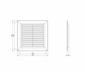 Větrací mřížka EUROPLAST VR1515P, 150 x 150 mm