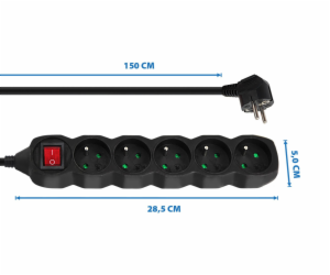 Esperanza ELK214K Napájecí lišta 5GN/1,5M černá