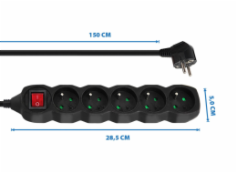 Esperanza ELK214K Napájecí lišta 5GN/1,5M černá