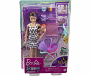 Barbie chůva GXT34 - Set panenky s kočárkem + miminko 